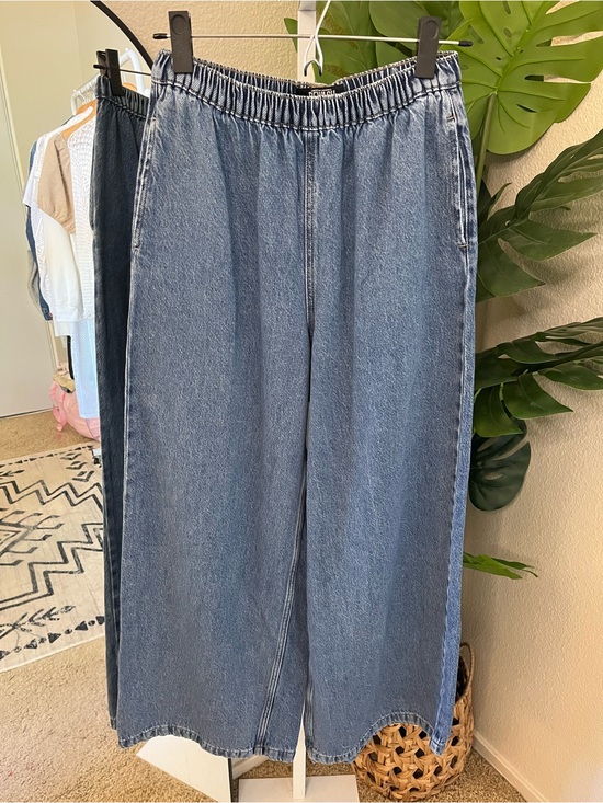 Rewash Pants - Wide Leg Pull-On Denim Pants Size Small | Minimal Cool Girl Relaxed Jeans